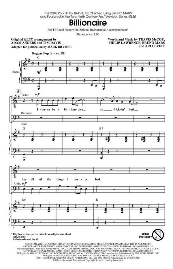 Billionaire for men's chorus and instruments