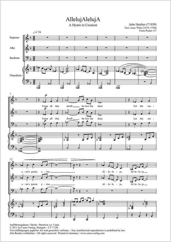 AllelujAleluja für gem Chor und Klavier