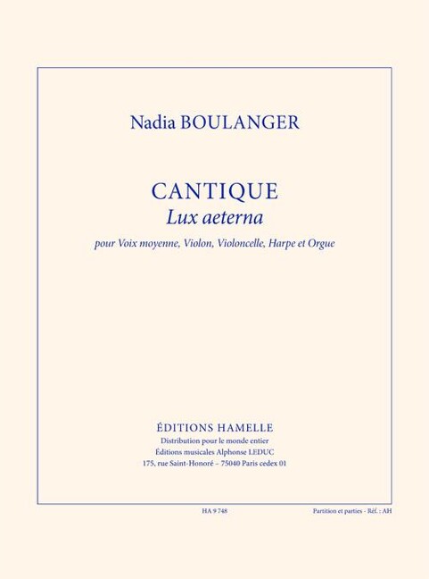 Cantique Lux aeterna pour voix moyenne,