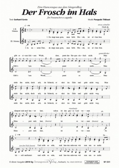 Der Frosch im Hals für Frauenchor