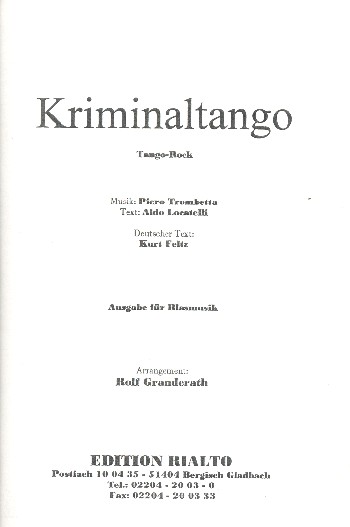 Kriminaltango: für Blasmusik