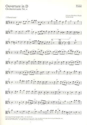 Ouvertüre D-Dur aus der Orchestersuite