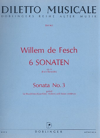 Sonate F-Dur op.6,3 für Blockflöte (Flöte/