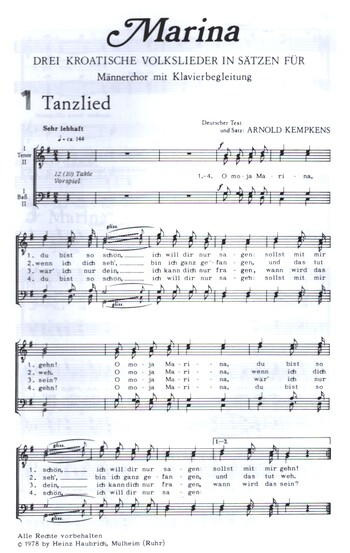 Marina 3 kroatische Volkslieder