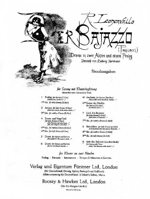 Nein bin Bajazzo nicht mehr aus 'Der Bajazzo'