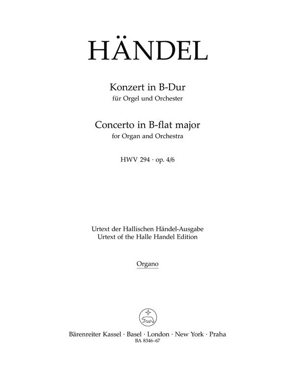 KONZERT B-DUR OP.4,6 HWV294