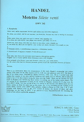 Silete Venti  HWV242