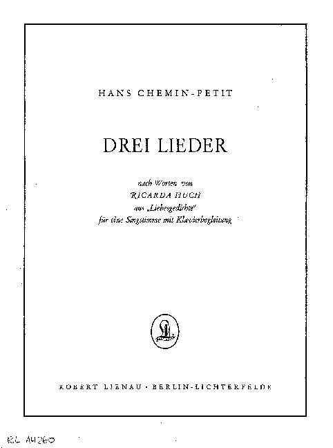 3 Lieder nach Texten von Ricarda Huch