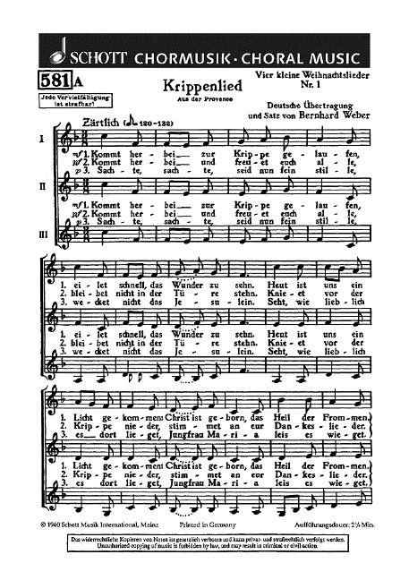 Weber, Bernhard: Vier kleine Weihnachtslieder