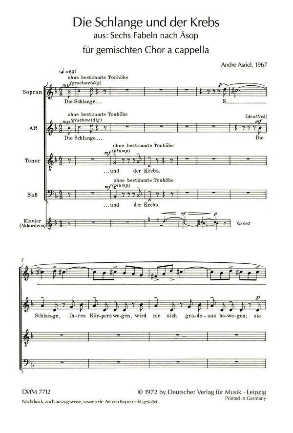 Die Schlange und der Krebs aus '6 Fabeln nach Äsop'