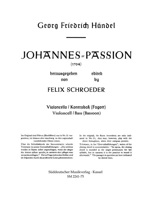 JOHANNESPASSION FUER SOLI, CHOR