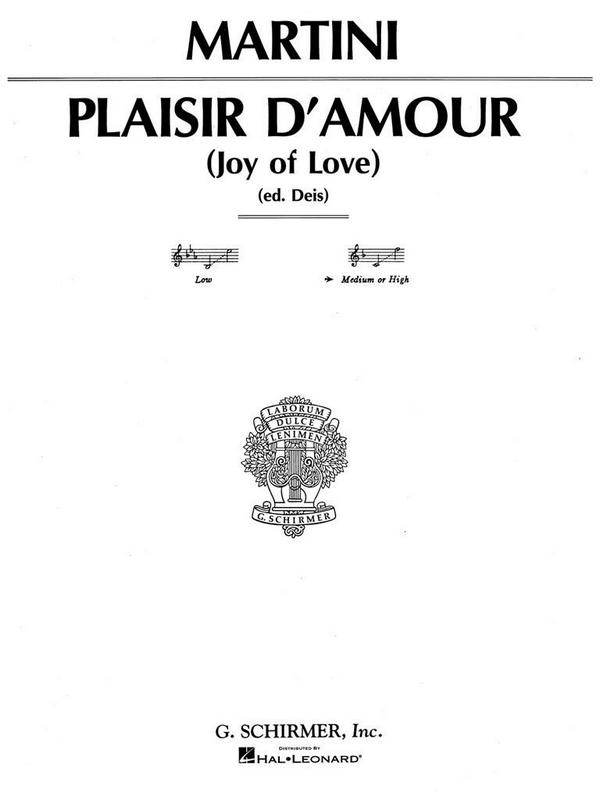 Plaisir d'amour for medium or