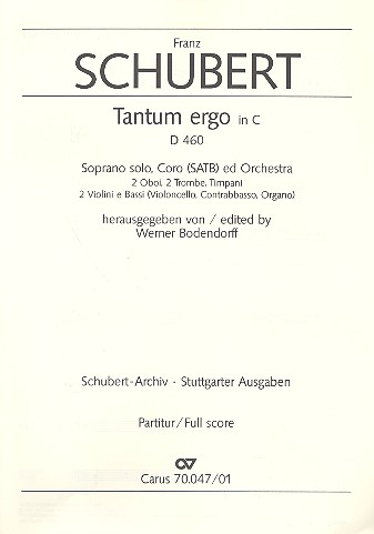 Tantum ergo C-Dur D460 für Sopran,
