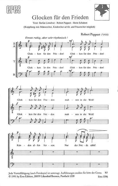 Glocken für den Frieden für gem Chor
