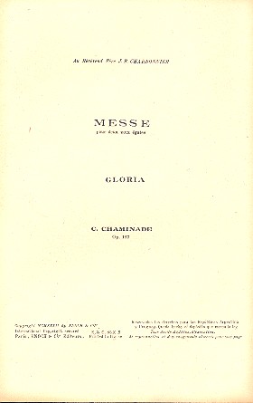 Gloria de la Messe op.167 pour 2 voix égales
