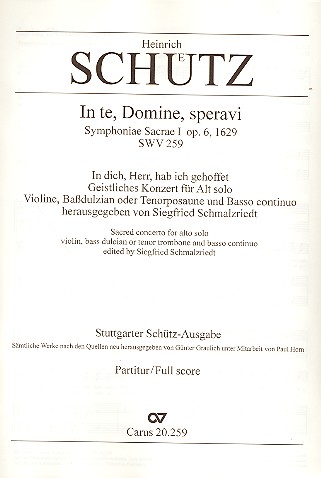 In te Domine speravi for alto solo, violin,