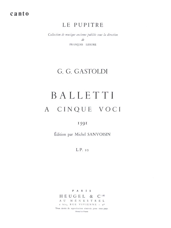 Balletti a 5 voci (1591) pour 5