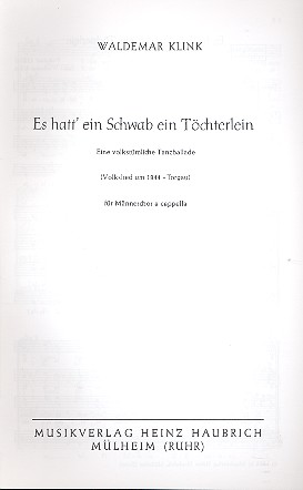 Es hatt' ein Schwab ein Töchterlein