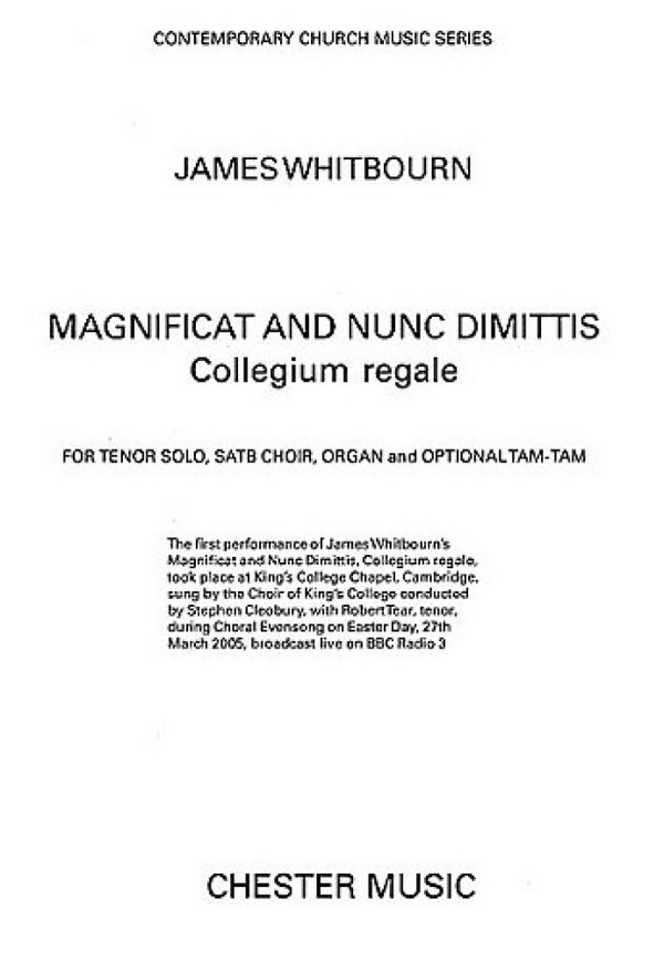 Magnificat and Nunc dimittis for Tenor,