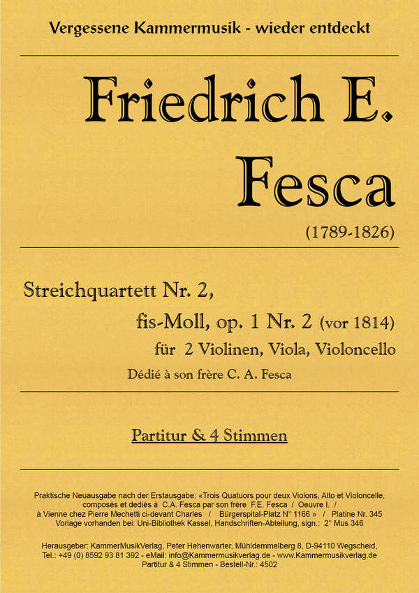 Streichquartett fis-Moll Nr.2 op.1,2