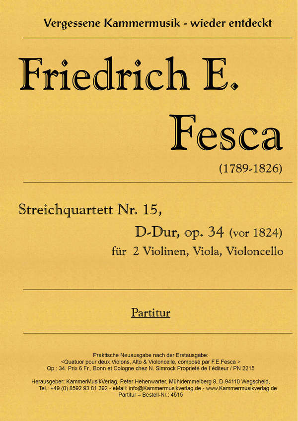 Streichquartett D-Dur Nr.15 op.34