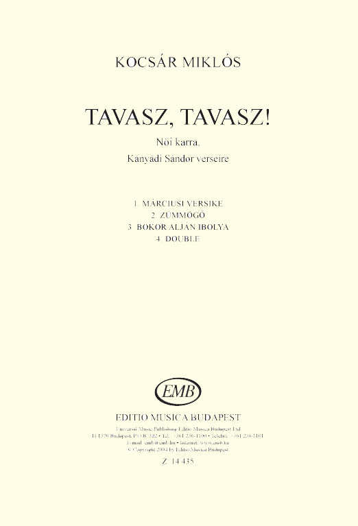 Tavasz tavasz für Frauenchor