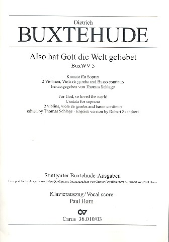 Also hat Gott die Welt geliebet BuxWV5 für