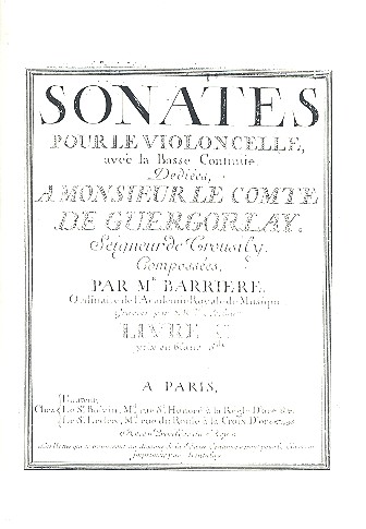 Sonates pour le violoncelle avec la basse continue vol.1