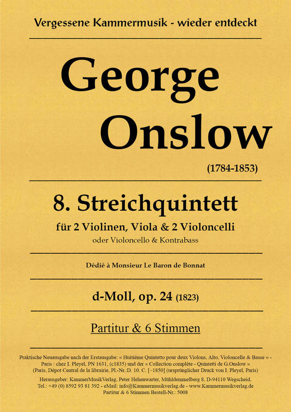 Quintett Nr. 8 d-Moll op.24 für 2 Violinen,