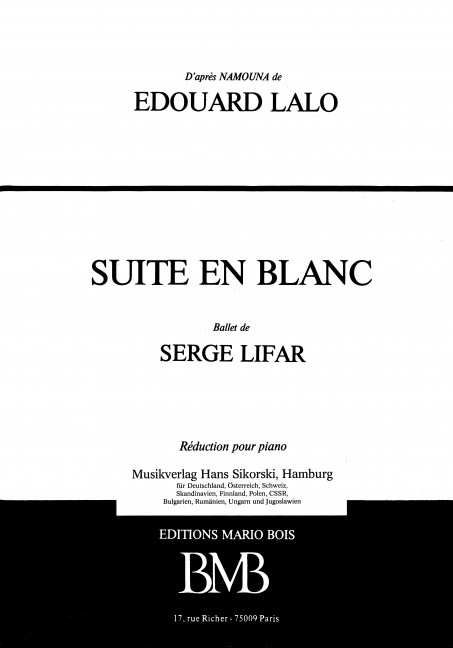 Suite en Blanc Klavierauszug
