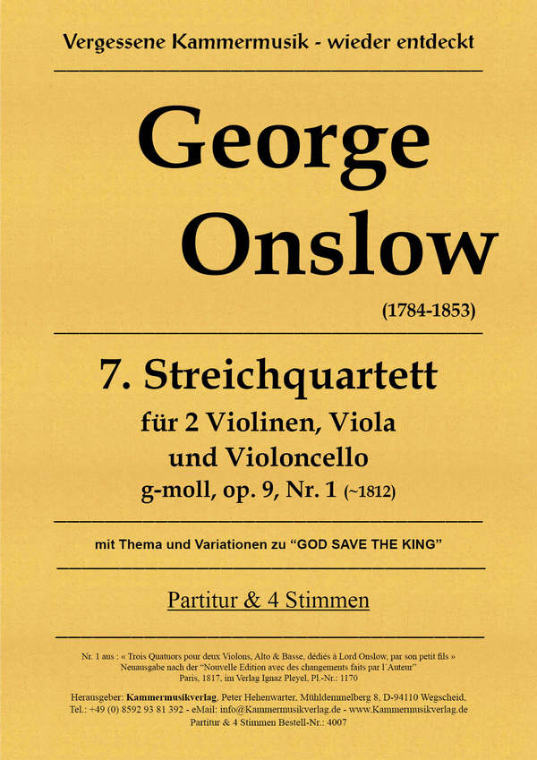 Streichquartett g-Moll Nr.7 op.9,1 für