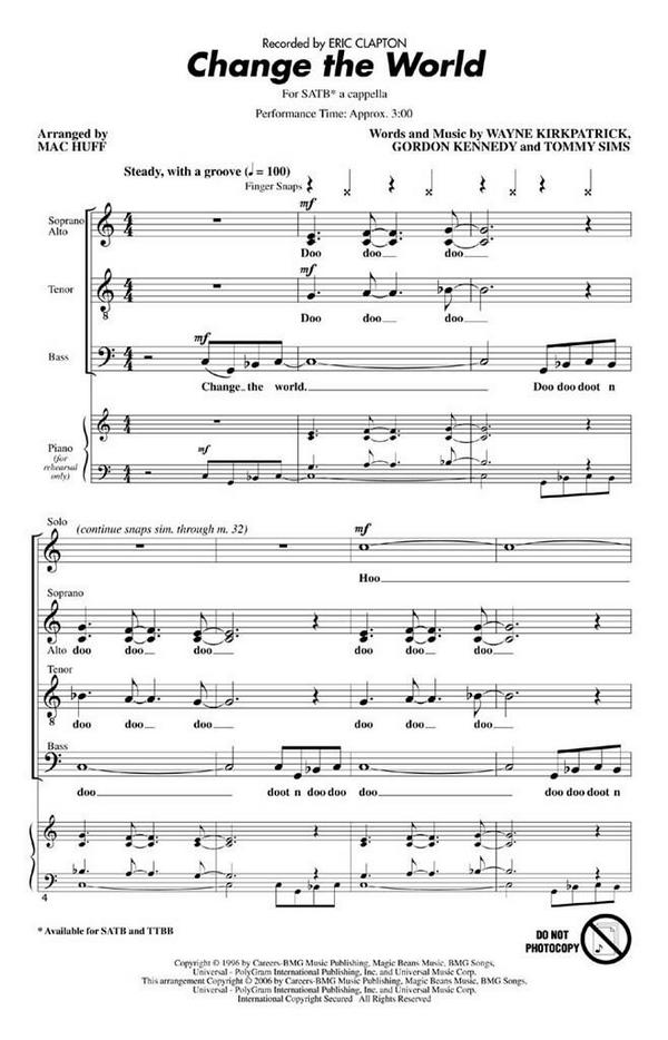 Change the World for mixed chorus