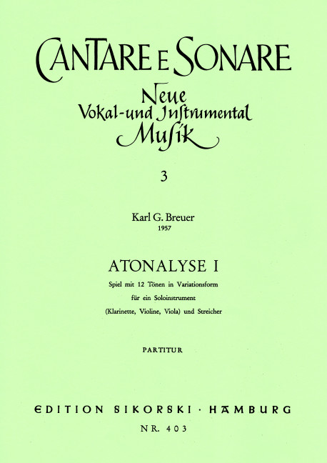 Atonalyse 1 Spiel mit zwölf Tönen für ein Soloinstrument