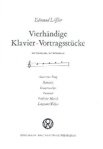 Vierhändige Klavier-Vortragsstücke mit Oberstimme im Fünftonraum