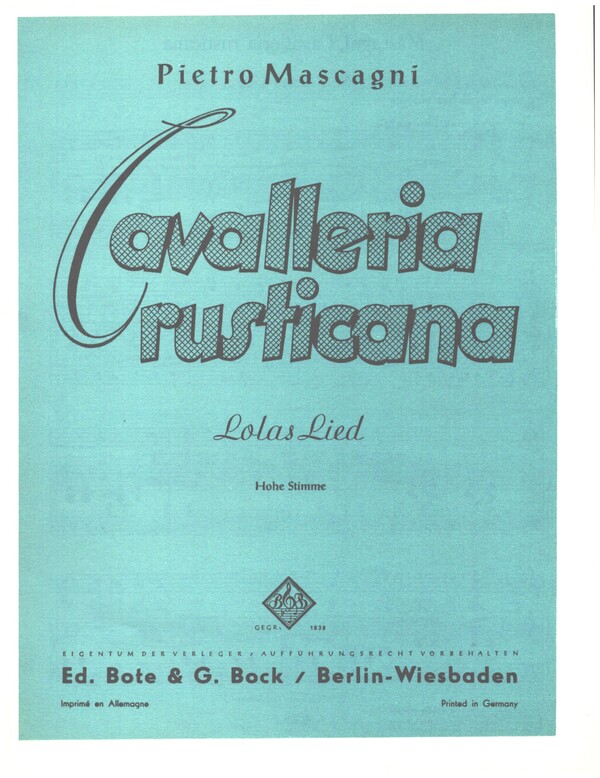 Lolas Lied aus 'Cavalleria rusticana '
