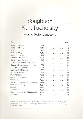 Songbuch Kurt Tucholsky