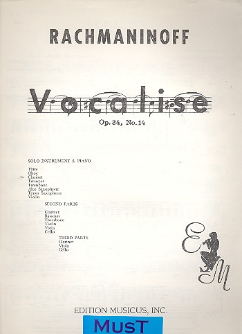 Vocalise op.34,14 for clarinet