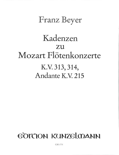 Kadenzen zu Mozart Flötenkonzerten KV313, KV314, Andante KV215