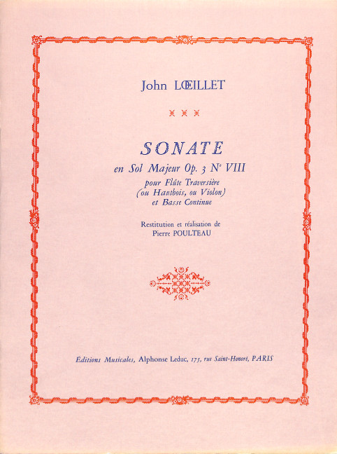 SONATE EN SOL MAJEUR OP.3,8 POUR