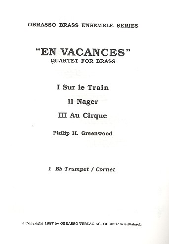 En vacances for brass quartet