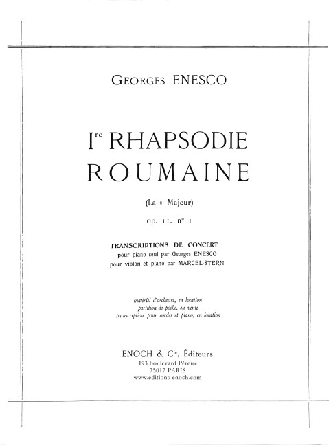 Rhapsodie Roumaine la majeur op.11,1