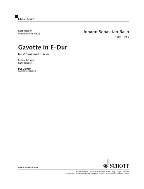 Gavotte E-Dur BWV 1006 Nr. 2