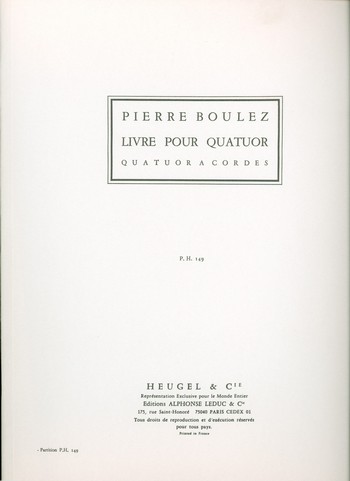 Livre pour quatuor