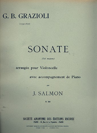 Sonate sol majeur pour violoncelle