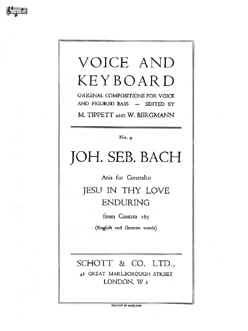 Jesu in thy love enduring - from cantata BWV165