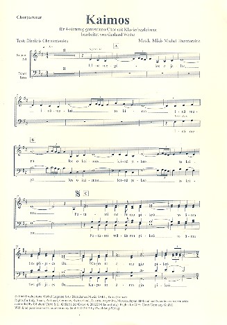 Kaimos für gem Chor und Klavier