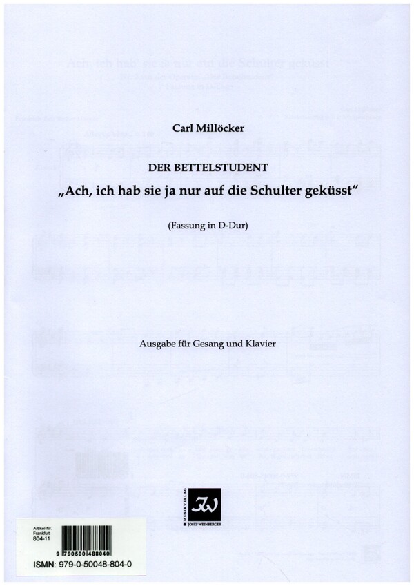 Ach, ich hab sie ja nur auf die Schulter geküsst (D-Dur)