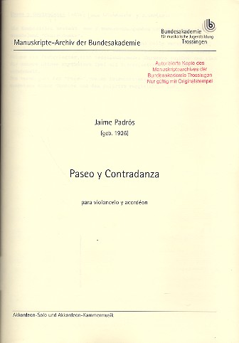 Paseo y contradanza für Violoncello
