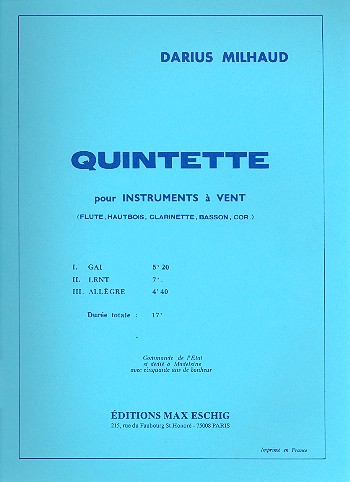 Quintette pour flute, hautbois, clarinette,