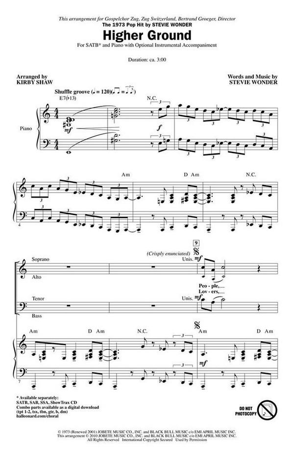 Higher Ground for mixed chorus